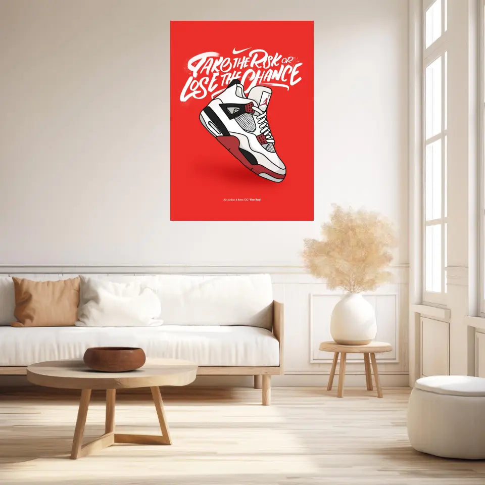 Affiche et Tableau Moderne Sneakers Nike Air Jordan 4 retro OG Fire Red