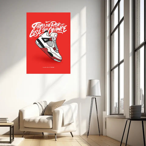 Affiche et Tableau Moderne Sneakers Nike Air Jordan 4 retro OG Fire Red