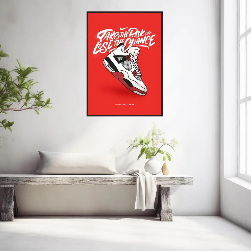 Affiche et Tableau Moderne Sneakers Nike Air Jordan 4 retro OG Fire Red