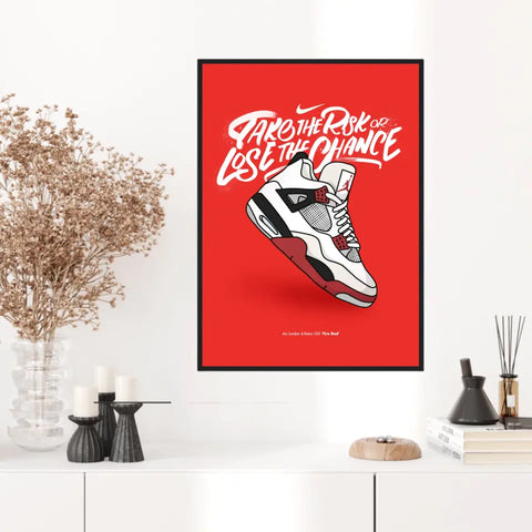 Affiche et Tableau Moderne Sneakers Nike Air Jordan 4 retro OG Fire Red