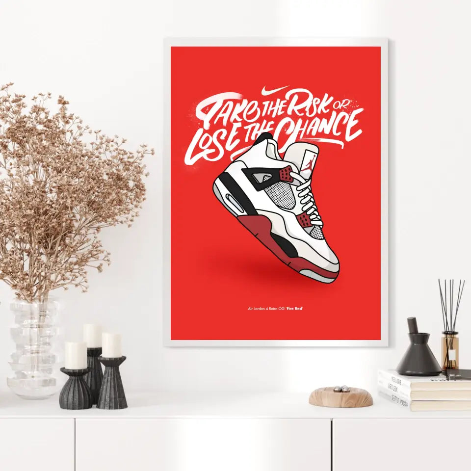 Affiche et Tableau Moderne Sneakers Nike Air Jordan 4 retro OG Fire Red