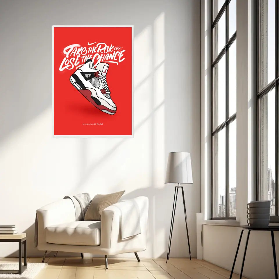 Affiche et Tableau Moderne Sneakers Nike Air Jordan 4 retro OG Fire Red