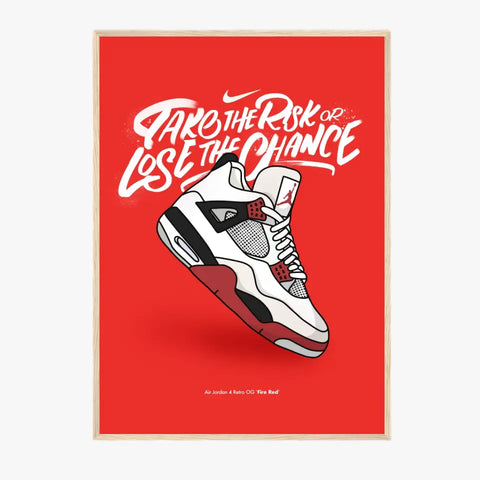 Affiche et Tableau Moderne Sneakers Nike Air Jordan 4 retro OG Fire Red