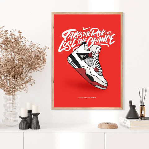 Affiche et Tableau Moderne Sneakers Nike Air Jordan 4 retro OG Fire Red