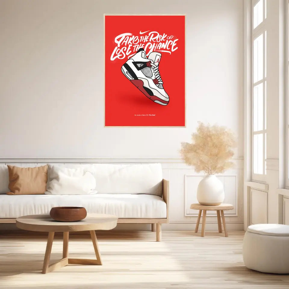 Affiche et Tableau Moderne Sneakers Nike Air Jordan 4 retro OG Fire Red