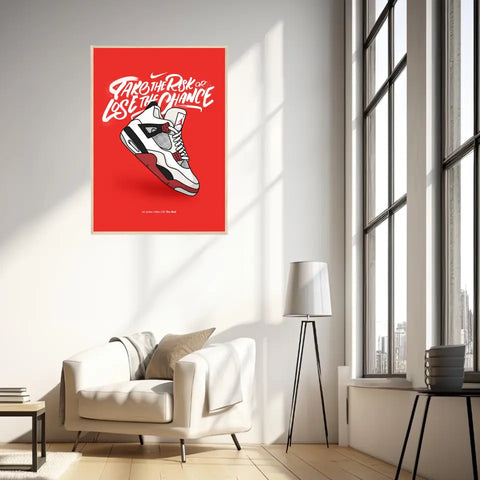 Affiche et Tableau Moderne Sneakers Nike Air Jordan 4 retro OG Fire Red