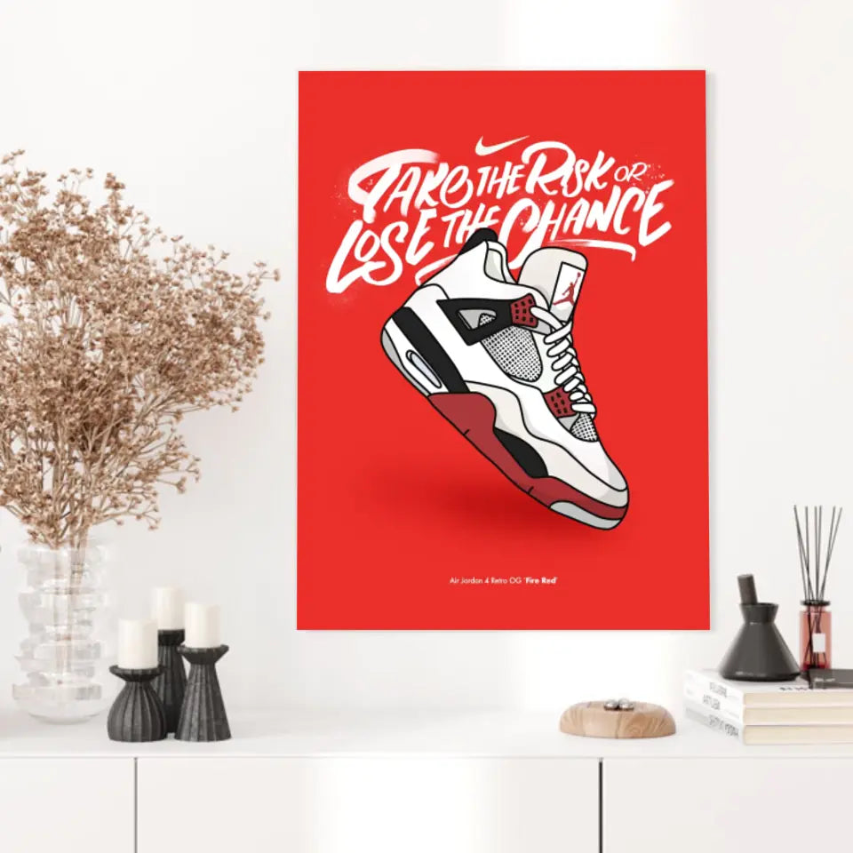 Affiche et Tableau Moderne Sneakers Nike Air Jordan 4 retro OG Fire Red