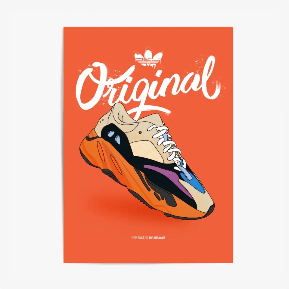 Affiche et Tableau Moderne Sneakers Adidas Yeezy Boost 700 enflame amber