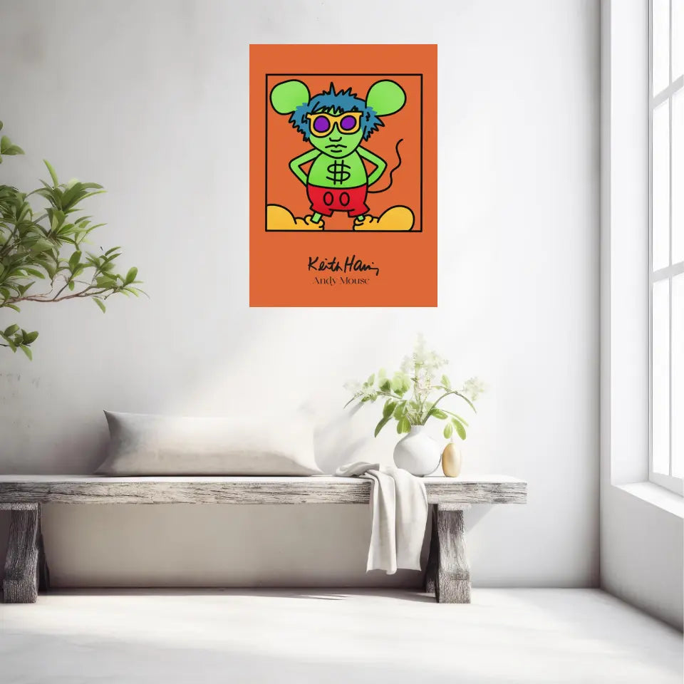 Affiche et Tableau Moderne Keith Haring Andy Mouse