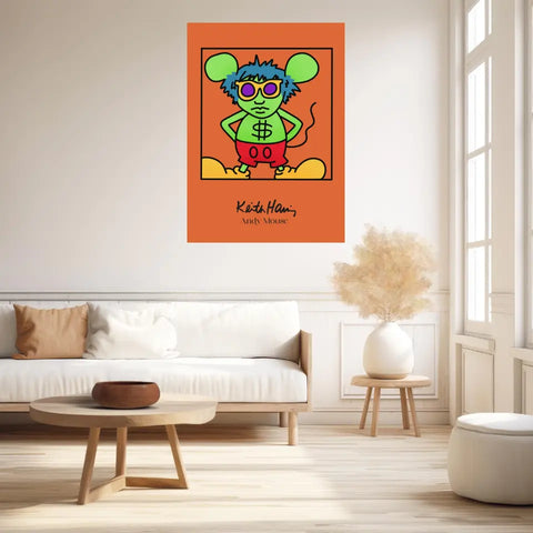 Affiche et Tableau Moderne Keith Haring Andy Mouse
