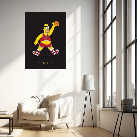 Affiche et Tableau Moderne Michael Jordan Homer Simpson