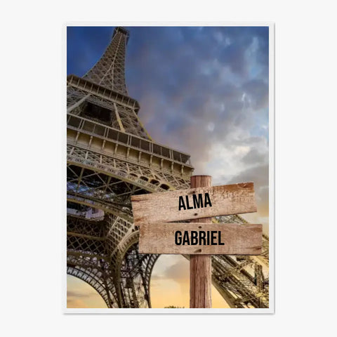 Tableau Personnalisé Prénoms Famille Tour Eiffel
