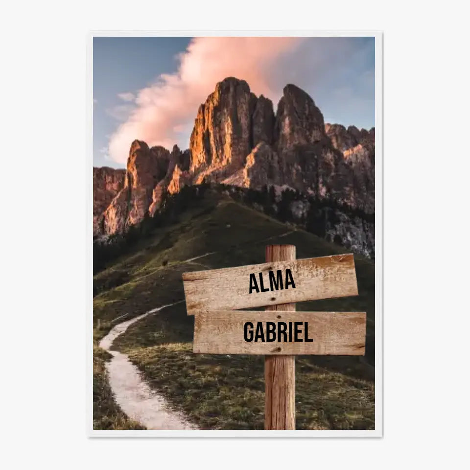 Tableau Personnalisé Prénoms Famille Montagne