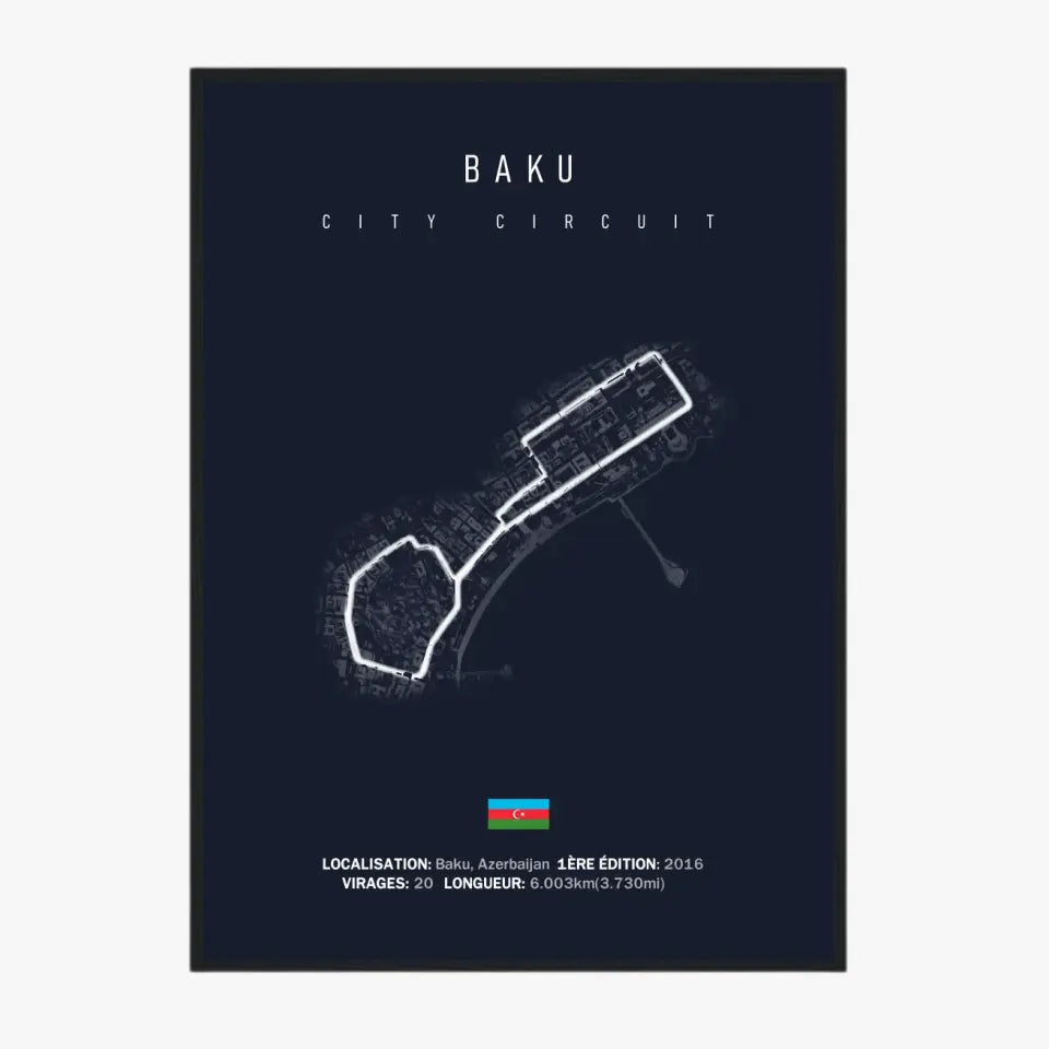 Affiche ou Tableau du Circuit de Formule 1 à Baku Azerbaijan