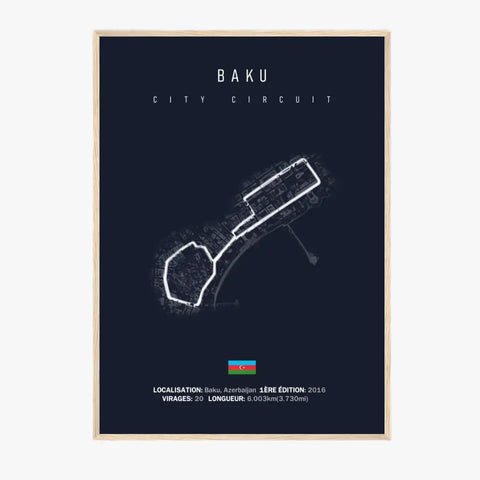 Affiche ou Tableau du Circuit de Formule 1 à Baku Azerbaijan