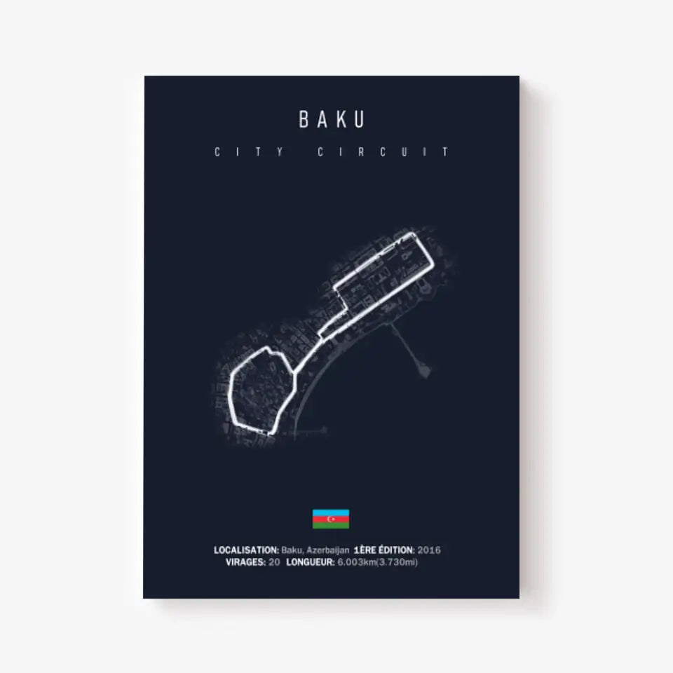 Affiche ou Tableau du Circuit de Formule 1 à Baku Azerbaijan