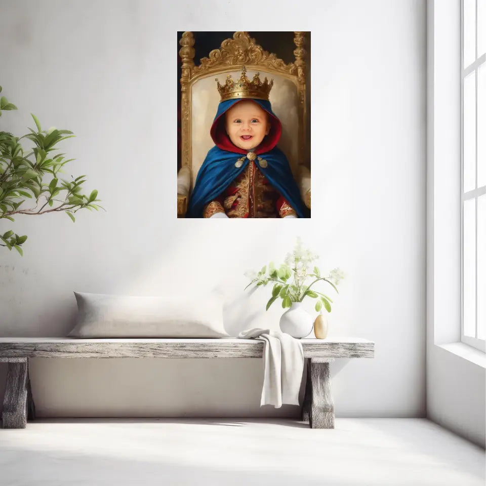 Tableau Personnalisé Photo Portrait Enfant Royal Cape Bleu Roi