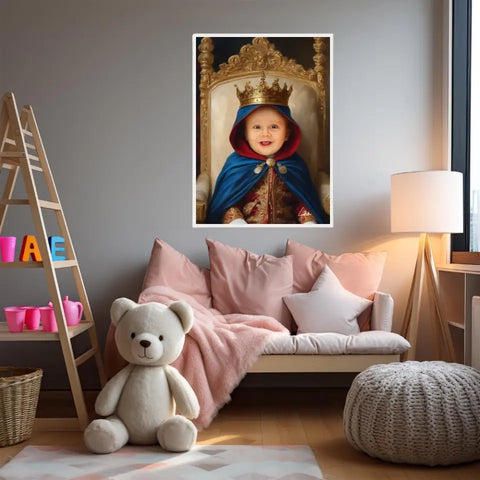 Tableau Personnalisé Photo Portrait Enfant Royal Cape Bleu Roi