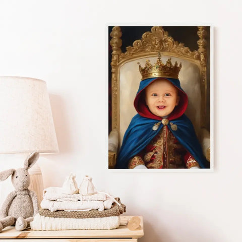 Tableau Personnalisé Photo Portrait Enfant Royal Cape Bleu Roi