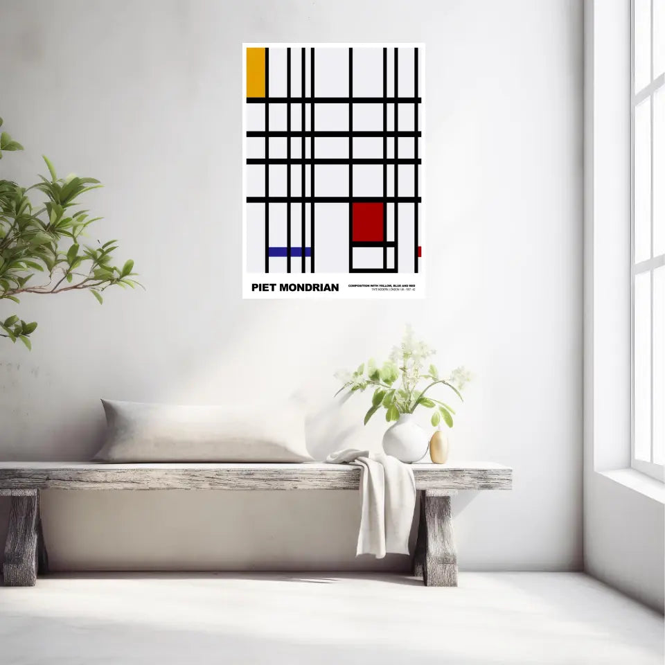 Piet Mondrian Composition With Yellow Blue And Red