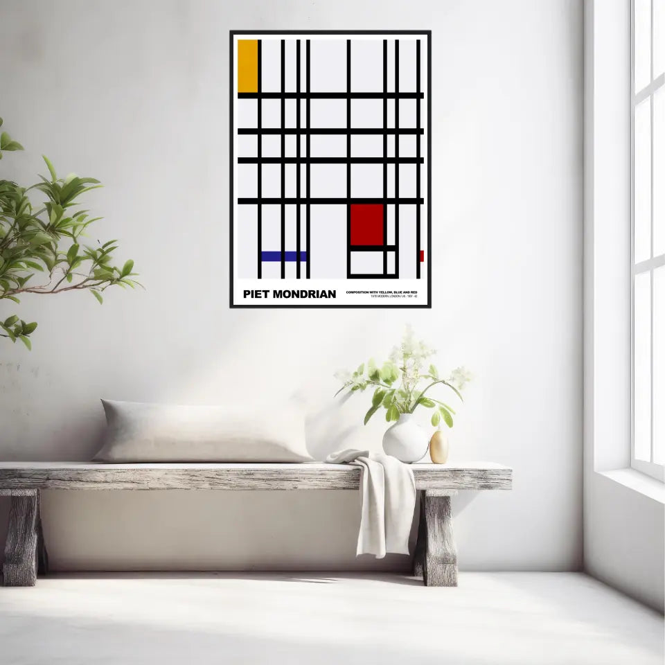 Piet Mondrian Composition With Yellow Blue And Red