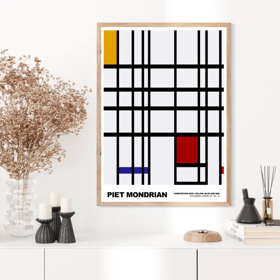 Piet Mondrian Composition With Yellow Blue And Red