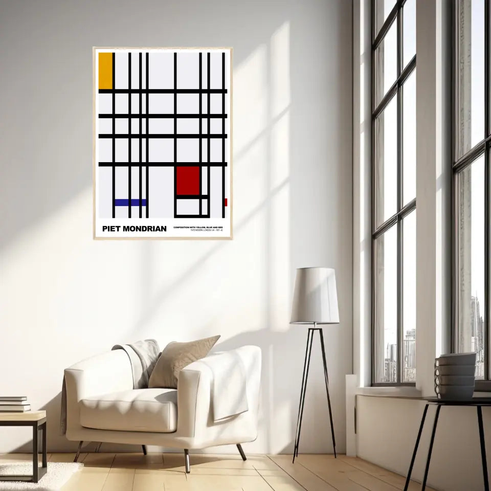 Piet Mondrian Composition With Yellow Blue And Red