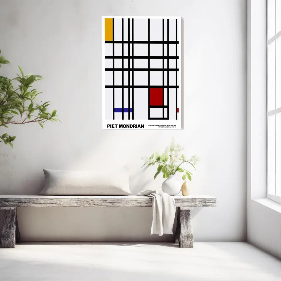 Piet Mondrian Composition With Yellow Blue And Red