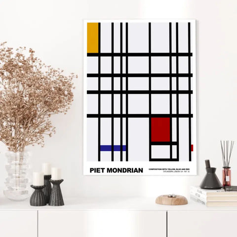 Piet Mondrian Composition With Yellow Blue And Red