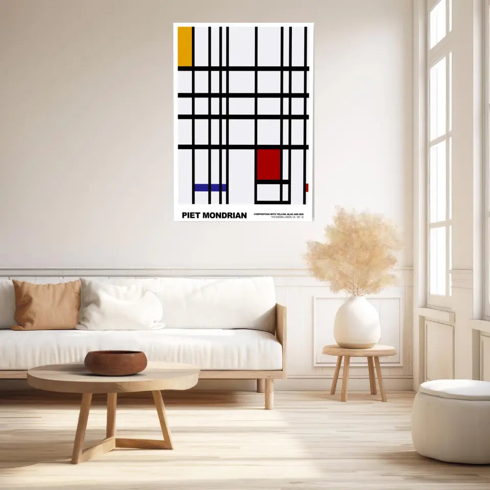 Piet Mondrian Composition With Yellow Blue And Red