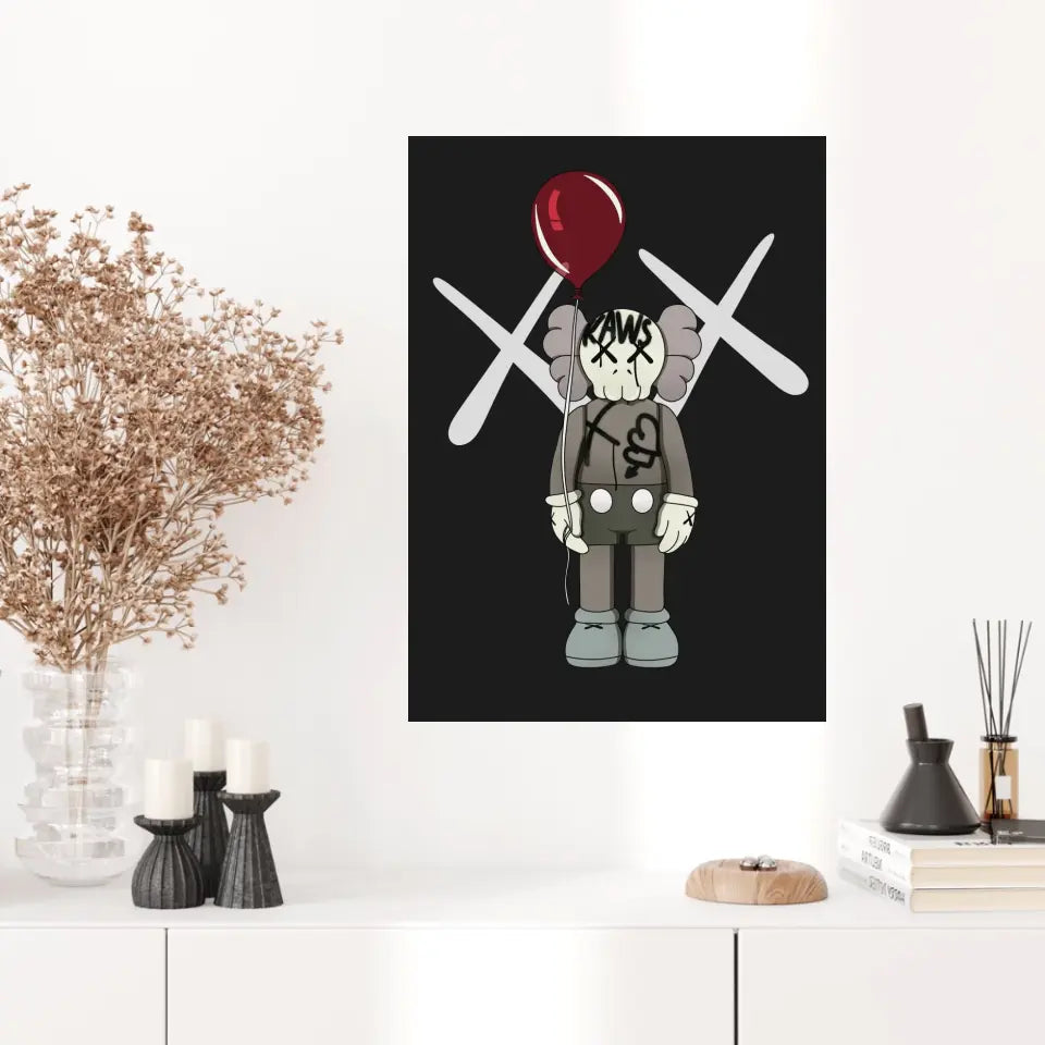 Affiche et Tableau Moderne KAWS Ballon rouge