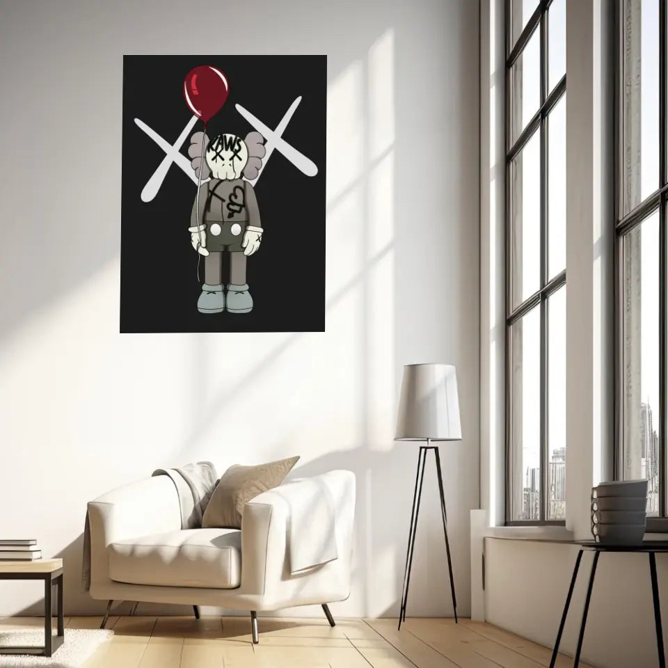 Affiche et Tableau Moderne KAWS Ballon rouge