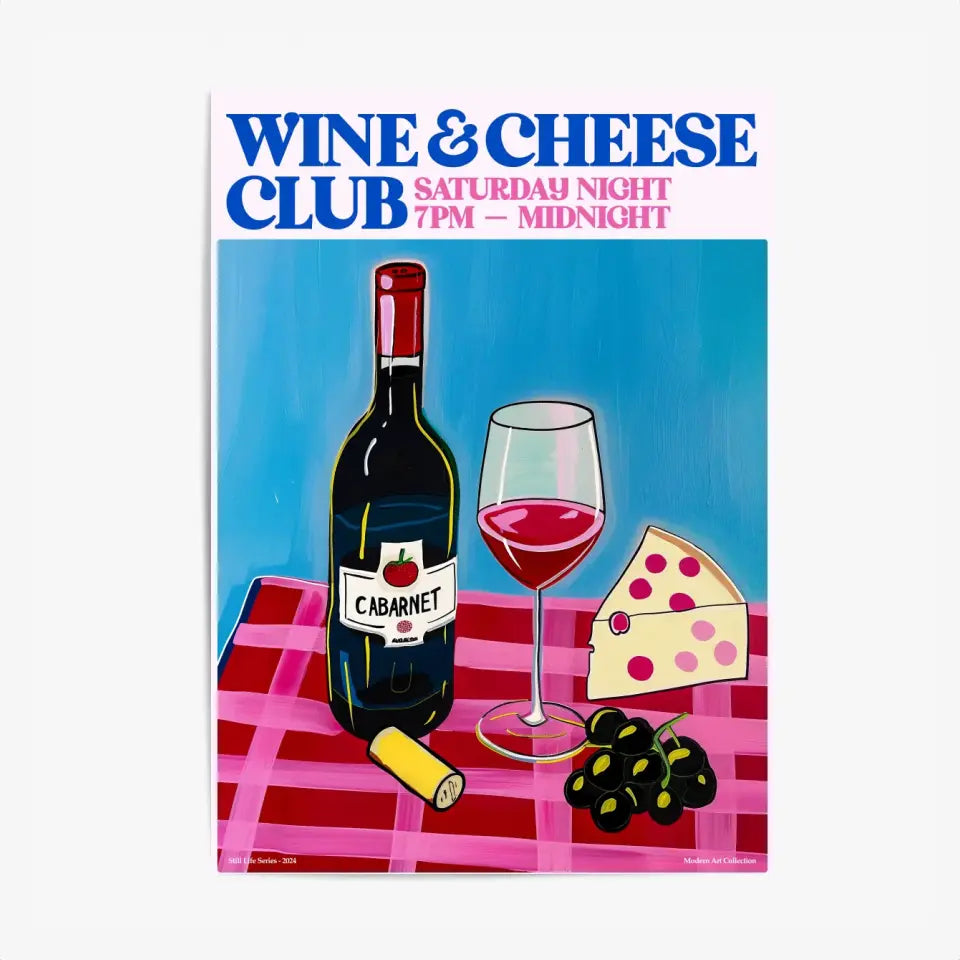 Affiche Et Tableau Cuisine Wine And Cheese Club