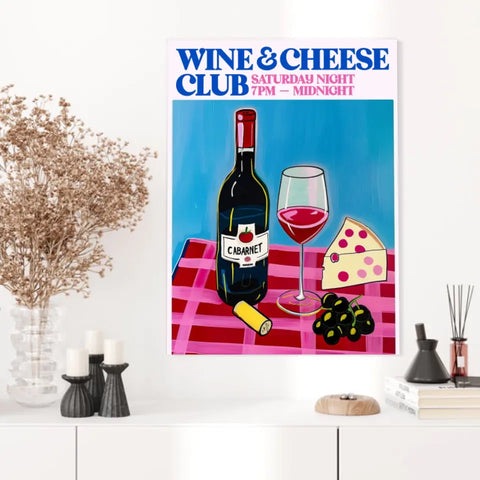 Affiche Et Tableau Cuisine Wine And Cheese Club