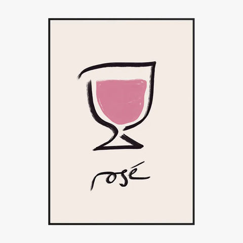 Affiche Et Tableau Minimaliste Verre De Rosé