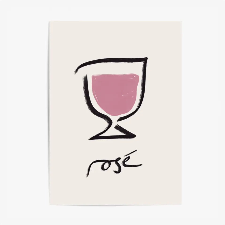 Affiche Et Tableau Minimaliste Verre De Rosé