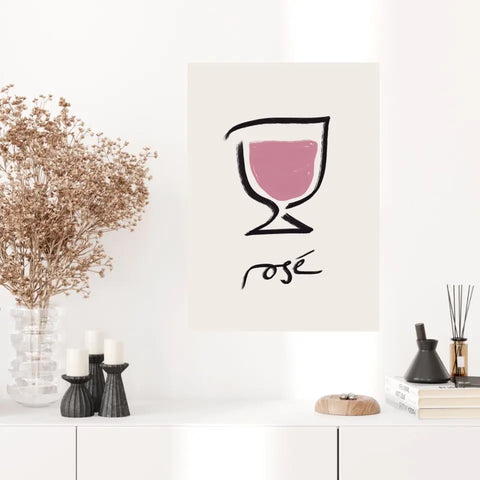 Affiche Et Tableau Minimaliste Verre De Rosé