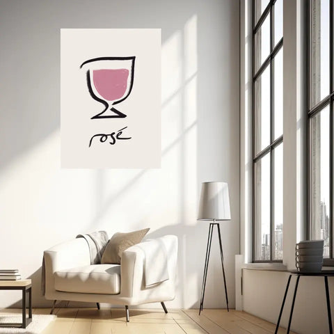 Affiche Et Tableau Minimaliste Verre De Rosé