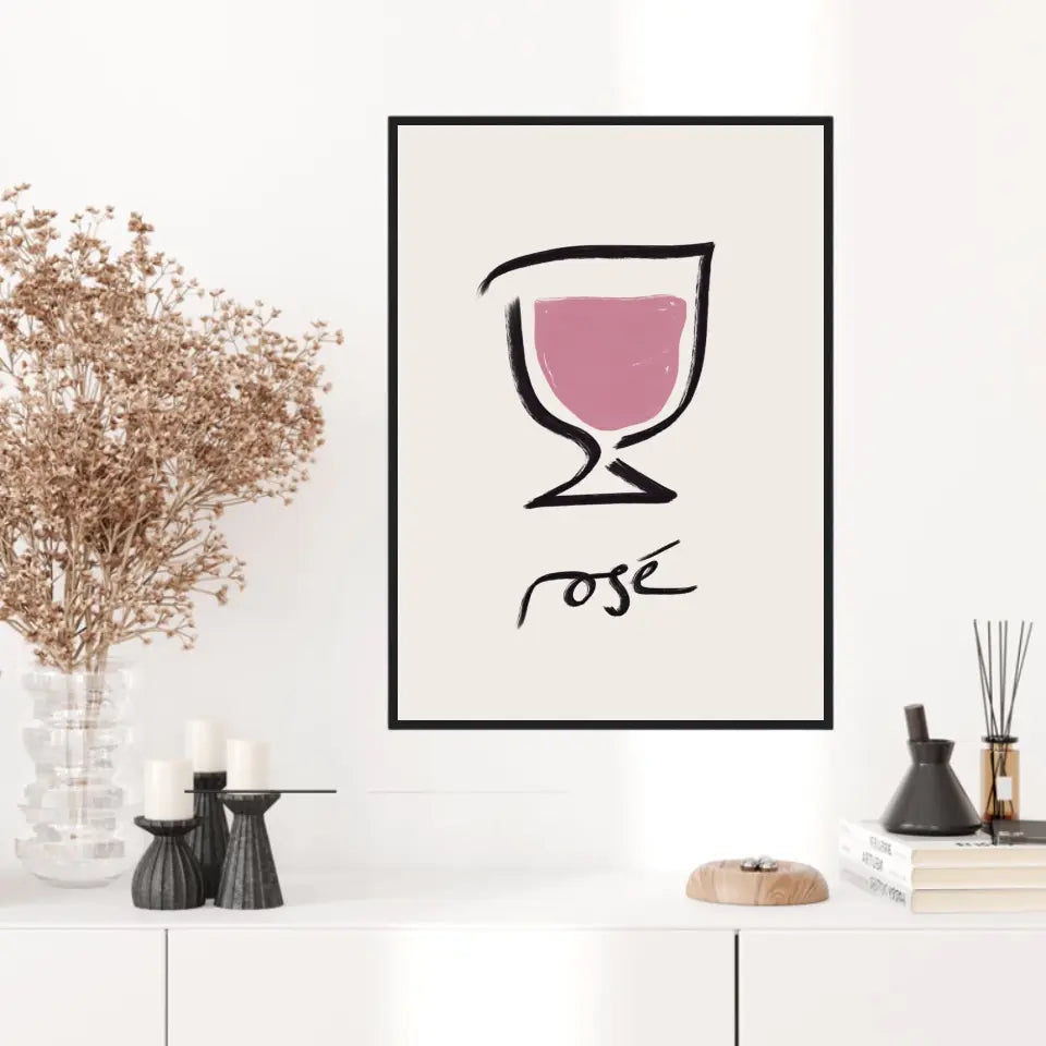 Affiche Et Tableau Minimaliste Verre De Rosé