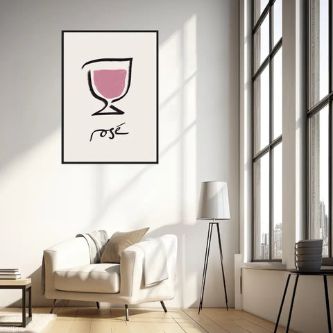 Affiche Et Tableau Minimaliste Verre De Rosé