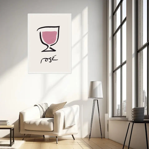 Affiche Et Tableau Minimaliste Verre De Rosé