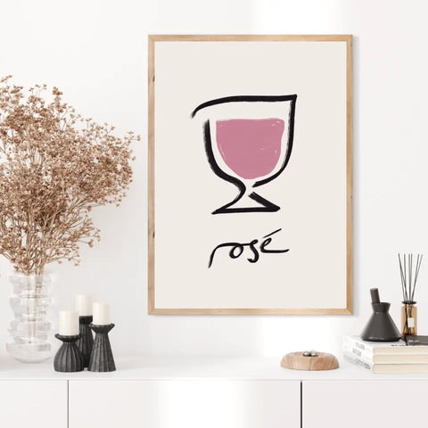 Affiche Et Tableau Minimaliste Verre De Rosé