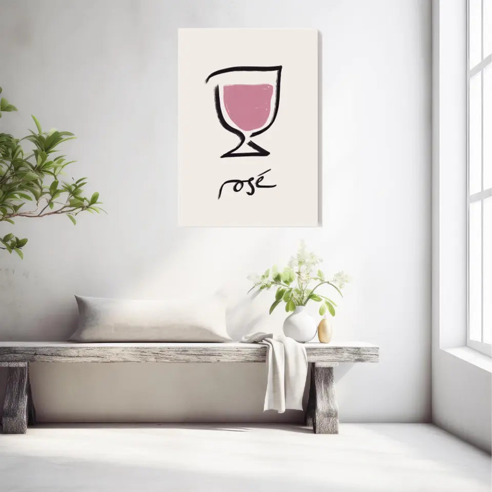 Affiche Et Tableau Minimaliste Verre De Rosé