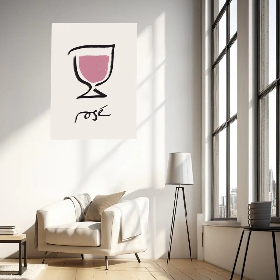 Affiche Et Tableau Minimaliste Verre De Rosé