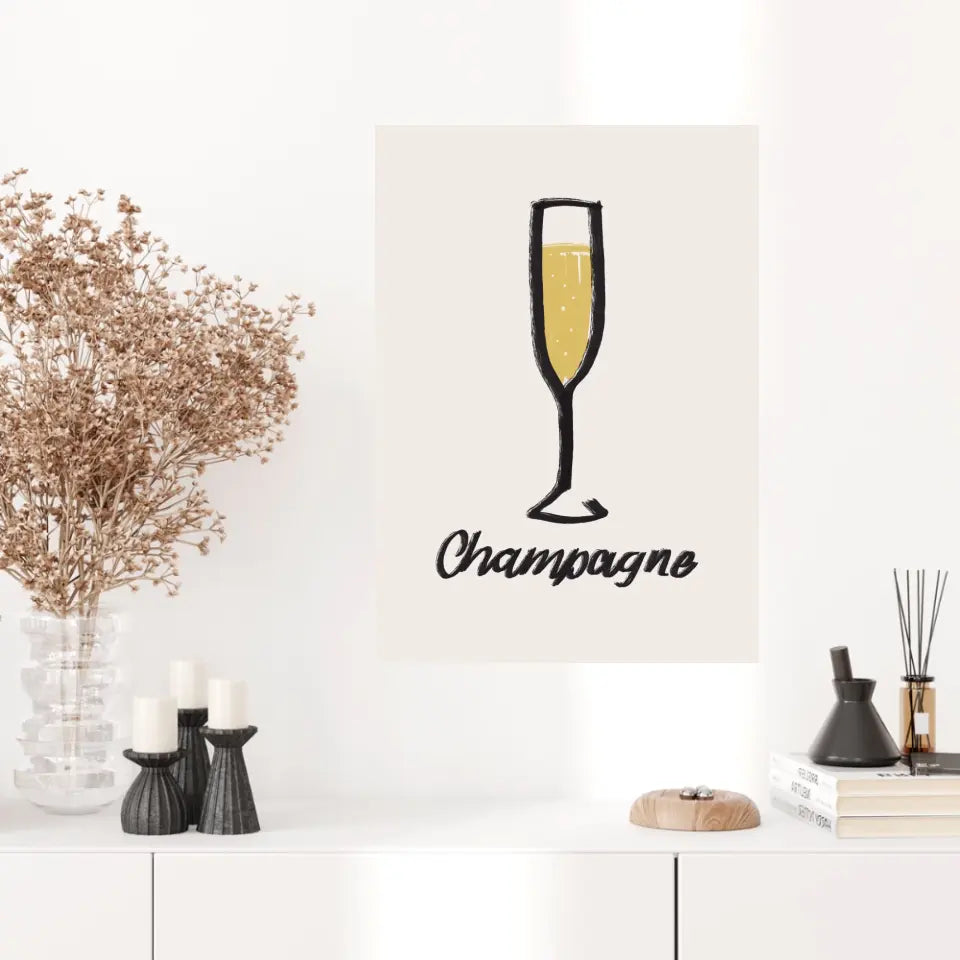 Affiche Et Tableau Minimaliste Flute De Champagne