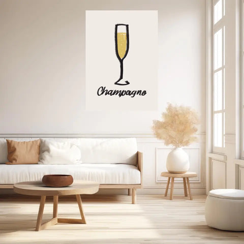 Affiche Et Tableau Minimaliste Flute De Champagne