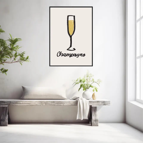 Affiche Et Tableau Minimaliste Flute De Champagne