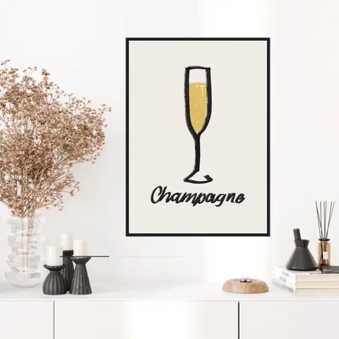 Affiche Et Tableau Minimaliste Flute De Champagne