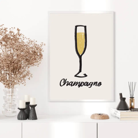 Affiche Et Tableau Minimaliste Flute De Champagne