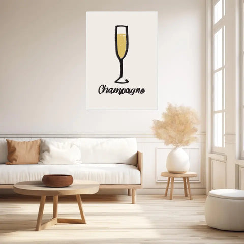 Affiche Et Tableau Minimaliste Flute De Champagne